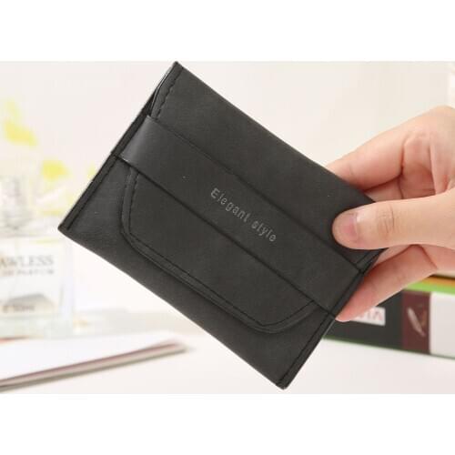 2021 Frosted Retro Card Holder Leather Short Ladies Hand Credit Card Holder Fashion Simple Snap Female Card Wallet Coin Purse