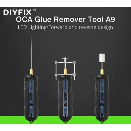 DIYFIX 3 In 1 LCD Screen Frame OCA Glue Remover Electric Machine WIth Woolen Cleaning Head Not Hurt Screen Cutting Repair Tool