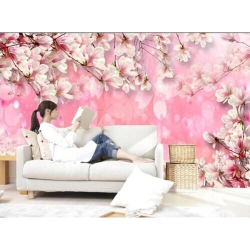Custom photo 3d wallpaper Very beautiful romantic pink flower living room home decor 3d wall mural wallpaper for living room