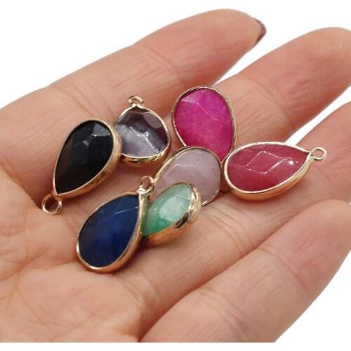 4 pieces Natural Stone Charms Drop-Shaped Amethyst Agates Pendant for Jewelry Making DIY Necklace Bracelrt Size 11x20mm