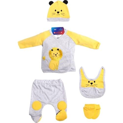 Newborn Baby Boy 5 Piece Hospital Output The Zibin Set Lion pattern 100% Cotton Baby Gift Hospital Outfit Baby Set 0-3 month
