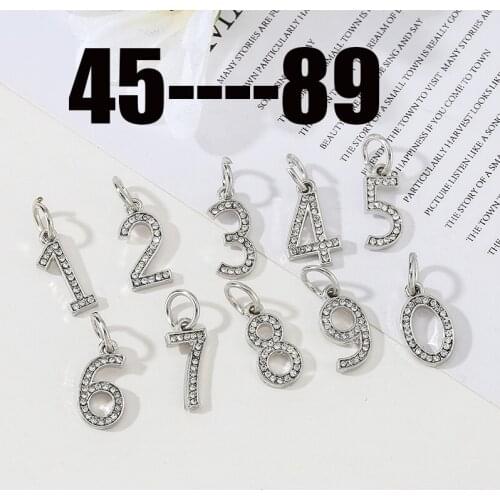 Silver Color Number Series 45-89 Charm Beads Fit DIY Bracelet Necklace DIY For Women Men Wife Meaningful Jewelry Making Gift