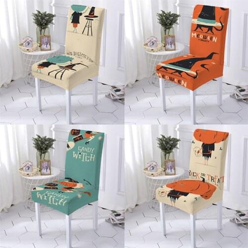 Halloween Style Dining Chairs Covers Gamer Chairs Elastic Dining Room Chair Covers Pumpkin Pattern Chair Cover Festival Printing