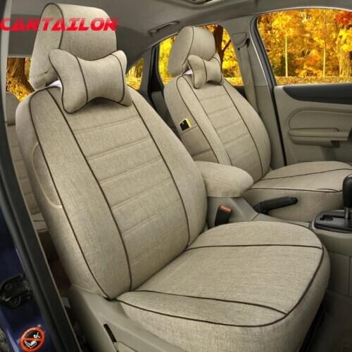 CARTAILOR Linen Fabric Car Seat Cushion Accessories for Hyundai Azera Seat Covers & Supports Custom Fit Seat Cover Protector Set