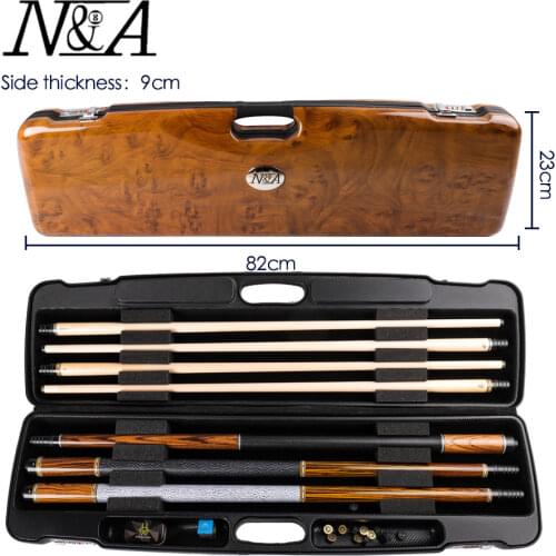 Billiard Case 3 Butts 4 Shafts 4 Choices Hard Pool Cue Portable Case 82cm Length Large Capacity Billiard Accessories