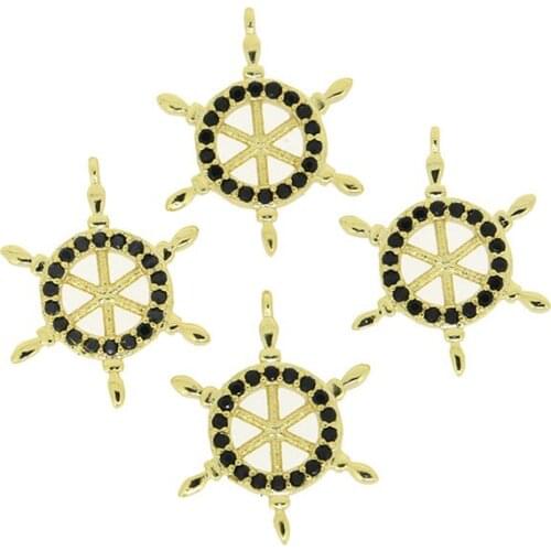 Black Blue Hot Pink CZ Steering Wheel Charm Charms End Tail Bead Pendant Accessory For Unique Jewelry DIY Material