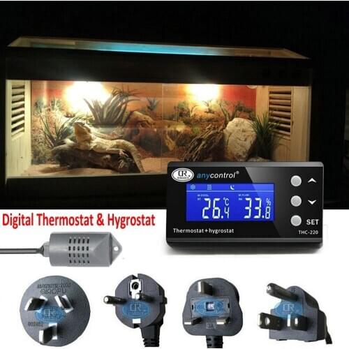 1PCS THC-220 EU AU UK US Plug Digital Temperature Humidity Controller Thermostat Regulator Control Switch LCD for Green House