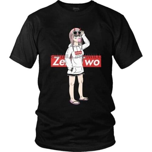 Darling In The Franxx T Shirt for Men Cotton Printed T-shirt Streetwear Tshirt Short Sleeve Zero Two Senpai Tee Top