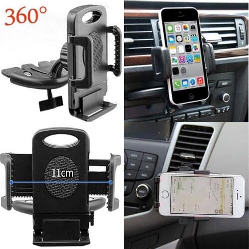 Car Air Outlet Mobile Phone Holder 360 Degree Rotation Universal Cd Slot Mount Cradle For Mobiles Iphone Samsung