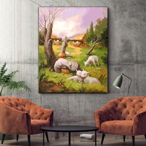 DIY colorings pictures by numbers with inbetweening picture drawing Relief painting by numbers framed Home