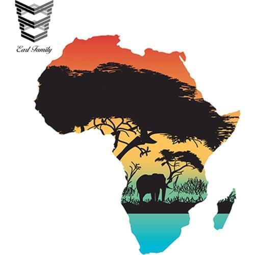 EARLFAMILY 13cm X 12cm Car Styling Africa Map Flag Car Sticker Silhouette UV Resistant for Truck Laptop Waterproof Accessories