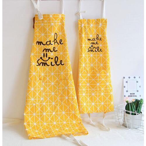 Yellow Geometric Pattern Apron Women Men Adult Children Bibs Home Cooking Baking Shop Cleaning Apron Kitchen Accessory 46101