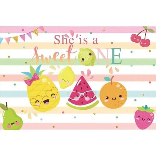 Happy Birthday Backdrop Color Fruit Baby Shower Photography Background Photo Booth Studio Decor