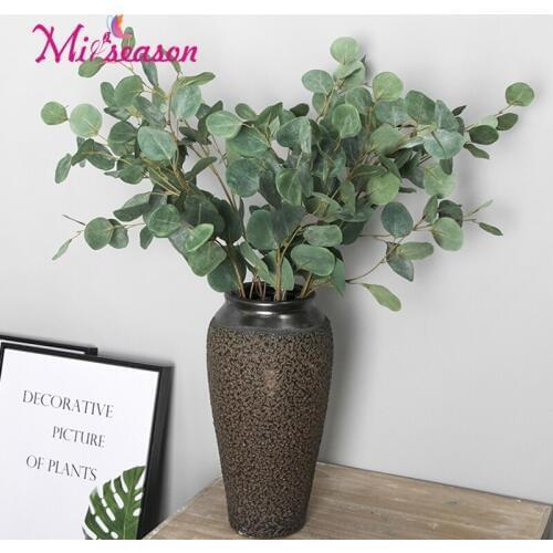 Artificial Leaves Branches Simulation Plant Eucalyptus Large Bouquet Plastic Home Decoration Green Single Fake Money Grass