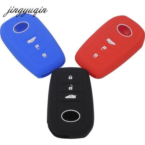 Jingyuqin 10pcs 3BTN Car Key Case For Toyota Highlander Land Cruiser Riez RAV4 Camry Prado Auto Key Cover Scratches Protector
