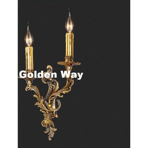 Classical Golden Brass Wall Lamp European Bronze Indoor Wall Sconce LightsCopper Wall light Decoration Lamp AC 100% Guaranteed