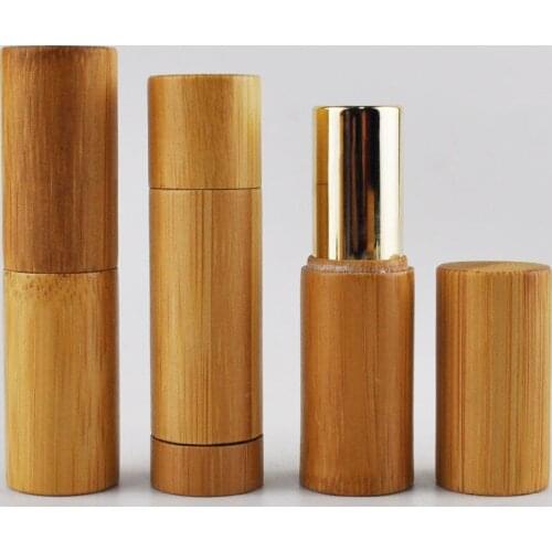 Cosmetic packaging Empty lip balm tube bamboo lipstick container, lip balm container bamboo lipstick tube ,lip gloss wand tubes