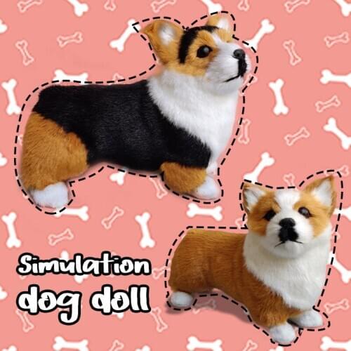 Simulation Short-legged Corgi Dog Doll Cute Animal Model Figurine Home Decor Ornaments Crafts Educational Figurines Toys Gift