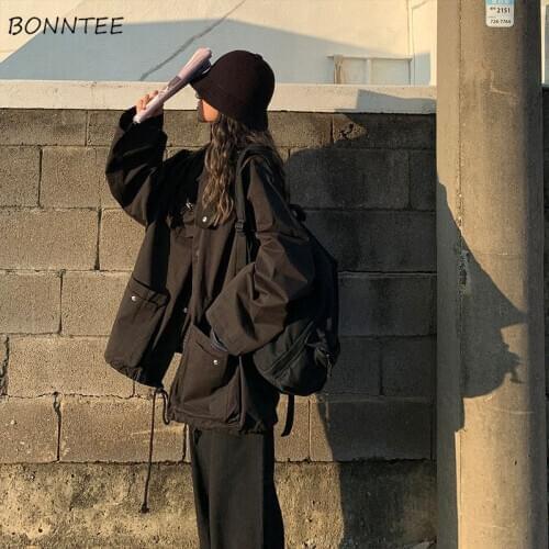 Basic Jackets Women New Spring Autumn Unisex Cargo Coats Loose Bf Harajuku Obersize Womens Double Layer Casual Streetwear Tops