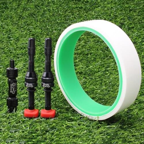 Bicycle No Tube Tire Tape Pad Rim Accessories Bicycle Tubeless Presta Valve Rim Tape Sealing Rim Tape Set Tubeless Valve 60MM