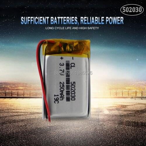 502030 3.7V 250mah lithium li-pol li ion Rechargeable battery For Car DVR Tachograph bluetooth earphone Camera speaker MP3 MP4