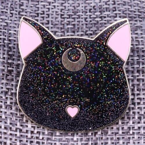Luna Sailormoon Cat Brooch black guardian kitty Badge Usagis Pet Pins cute cartoon character Jewelry