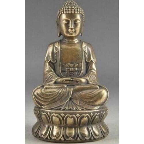 Copper Statue Bless Collectable Chinese Brass Old Amulet Buddha Statue Garden Decoration 100% real Brass Bronze