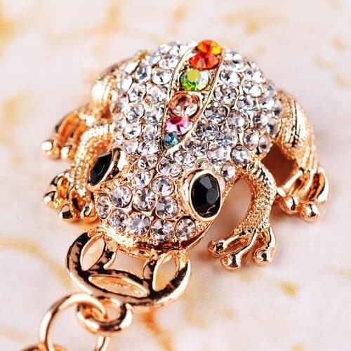 Cute Enamel-Trinket Rhinestone-Crystal Coin-Frog Key Chains Ring Car Keychain Rainbow-Animal insect Keyrings Bag Charm Souvenir