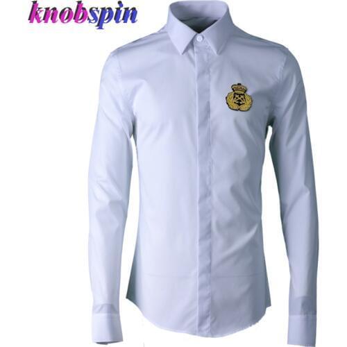 Brand quality 100% Cotton Business male Dress Shirt Long sleeve Solid Slim Chemise homme 2019 Casual Plus size 4XL 48 men Shirts