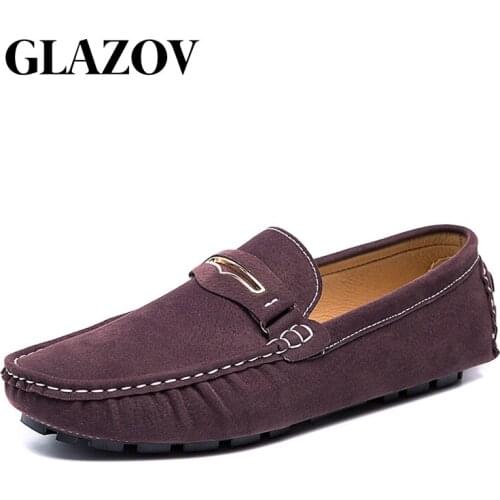 2021 Loafer for Men Suede Mens Shoes Casual Flats Mens Loafers Plus Size 38-48 Luxury Moccasins Breathable Summer Driving Shoes