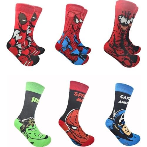 Marvel Anime Socks Spiderman Hulk Captain America Iron Man Cartoon tube socks casual Boys Cosplay Children Christmas Gifts sock