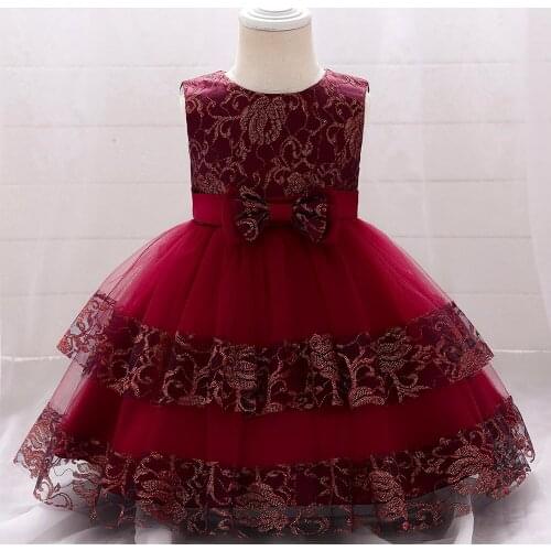 PLBBFZ Infant Newboen Party 1 Birthday Dress For Baby Girl Clothes Lace Princess Dresses Baptism Dress Retro Embroidery Gown