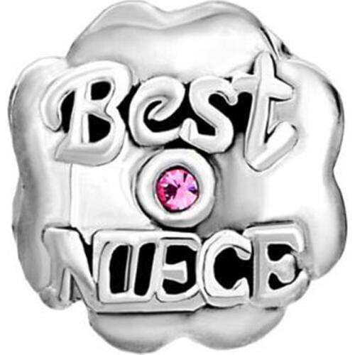 Fit Pandora charm bracelets Rose Pink Bling Crystal Best Niece Beads Charms Bracelets Jewelry Beads for jewelry making