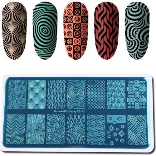 BeautyBigBang XL-016 Geometric Theme Irregular Pattern Rectangle Nail Stamping Plate For Manicure