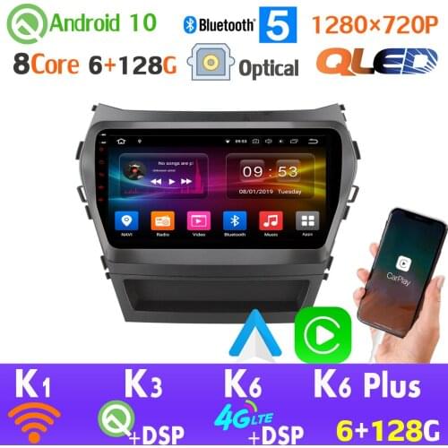 QLED 1280*720P 6G+128G Android 10.0 Car Radio GPS Player For Hyundai Santa Fe IX45 HDMI 4G LTE CarPlay auto AHD 1080P DSP WIFI