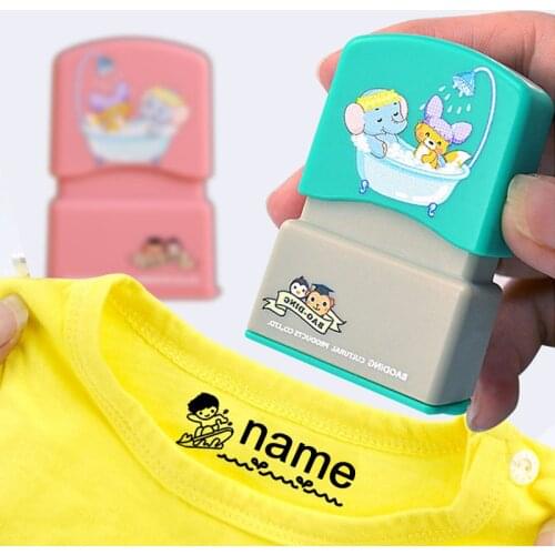 QWZ Customized Name Stamp Engraved Waterproof Non-fading Kindergarten Cartoon Clothing Name Seal for Child baby Christmas Gift
