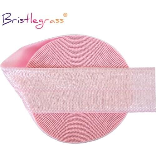 BRISTLEGRASS 2 5 10 Yard 1" 25mm Solid Shiny Fold Over Elastics FOE Spandex Satin Bands Tape Hair Tie Headband Dress Sewing Trim