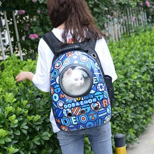 Collapsible Cat Carrier Intelligent Bags Breathable For Pet Dogs Cats Creative Cartoons Backpack Travel Space Cage Dog Carry Bag