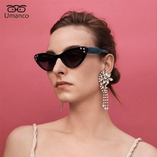 Umanco 2021 New Cat Eye Sunglasses for Women Rhinstone Colorful Eyeglasses Anti UV400 Glasses Sun Shades Beach Outdoor Gift