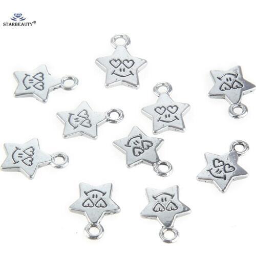 Starbeauty 10pcs Smiling Star DIY Jewelry Accessories Alloy Bracelet Keychain Component Body Jewelry Findings Ear Piercing Parts