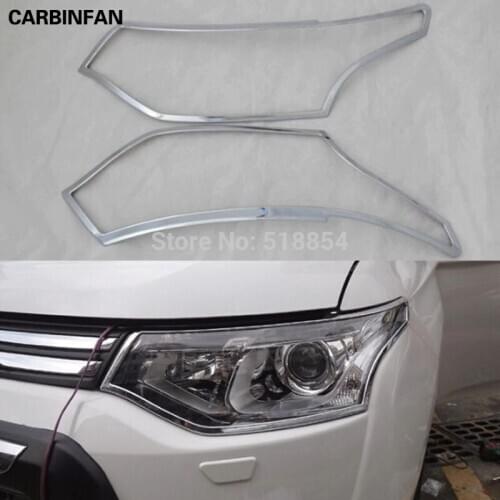 High Quality ABS Chrome Front headlight Lamp Cover Trim 2Pcs/Set For 2013 2014 Mitsubishi Outlander