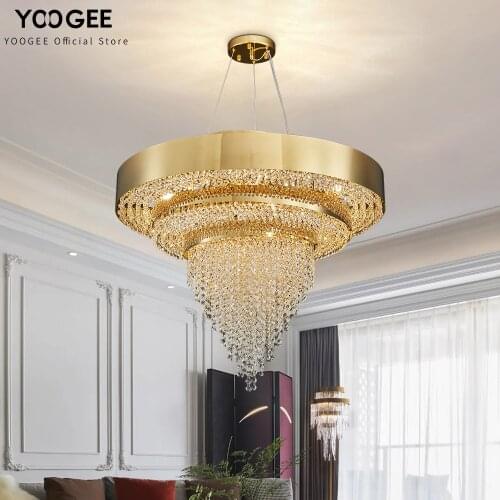 YOOGEE Gold Modern Luxury Fixture Crystal Chandelier Kitchen Island Dining Living Room Home Decor Lighting Chrome Led Lustre