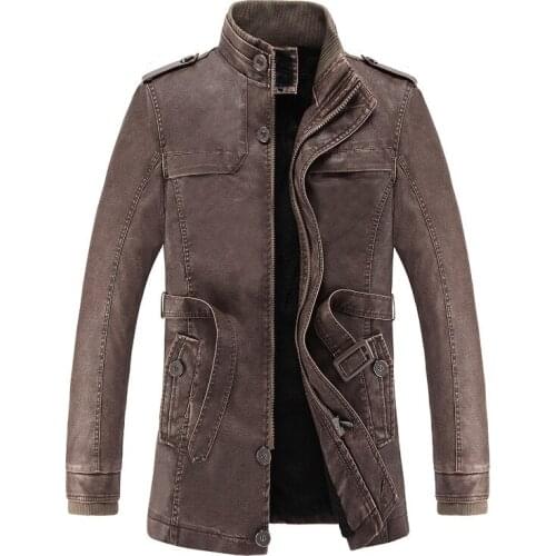 Winter Mens Leather Suede Jacket Fashion Brand Fleece Lined Motorcycle Faux Leather Jacket Men Coats Male chaqueta cuero hombre