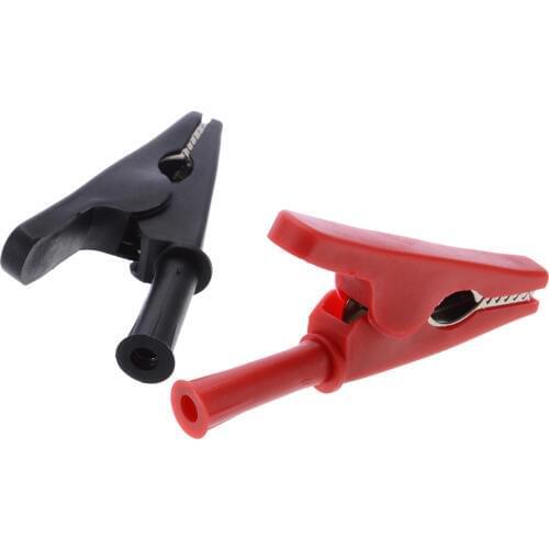 1 Pair Red/Black Crocodile Clips Test Clip Banana Plug Fully Insulated Alligator Clips Copper-plated Nickel