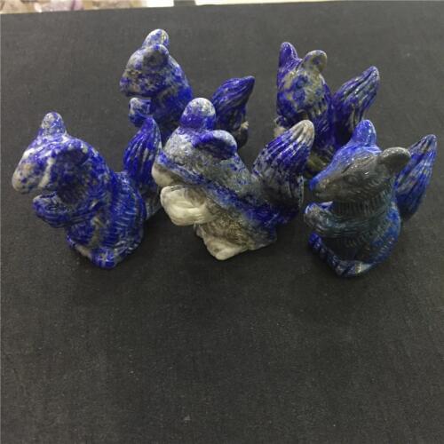 1pcs natural stones and minerals lapis lazuli handmade cute squirrel figurine healing crystals as gift for home decoration