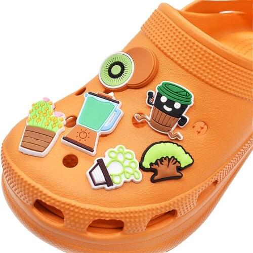 10PCS Shoe Accessories Charms Green Plant PVC Charms DIY Shoes Decoration Wristband Backpack Kids Party Gift