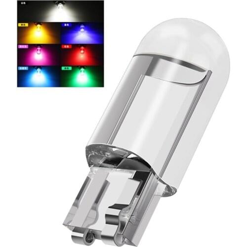 10Pcs Glass Shell Cob W5W 194 168 T10 LED Car Lights Bulb Led PMMA Housing Dome Light Instrument Lamp 12V DC