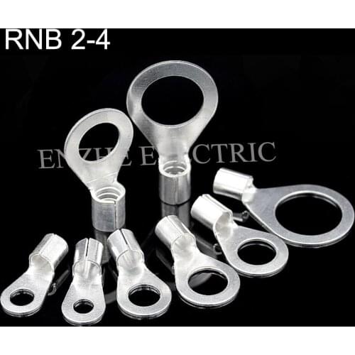 1000PCS insulated ring terminal RNB2-4/3/5/6/8/10 AWG16~14 Imax 27A 1.5-2.5mm2 O-shaped round cold-pressed terminal copper lug