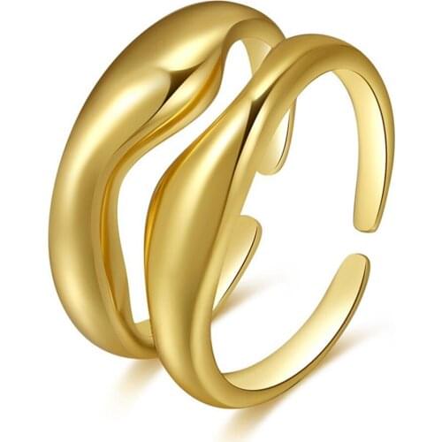 2pcs/lot Wedding Gift Gold Rings For Women 6mm Men 7mm Couple Ring Trendy Jewelry Bague Femme Acier Inoxydable