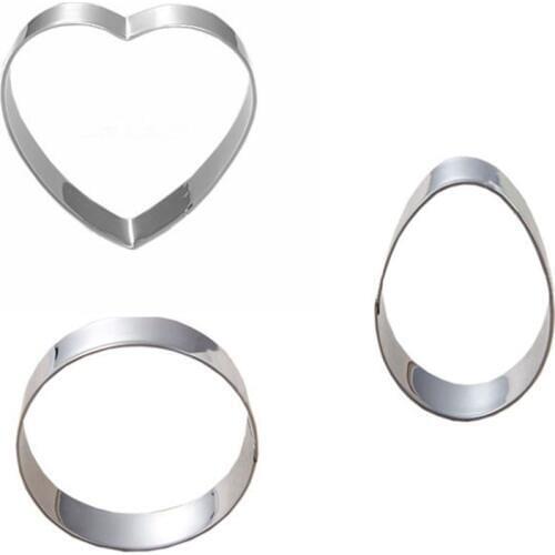 3pcs/Set Round,Heart Egg Molding Metal Cake Mold Fruit Vegetable Biscuit Cookie Cutter Tools Kitchenware Stainless Steel